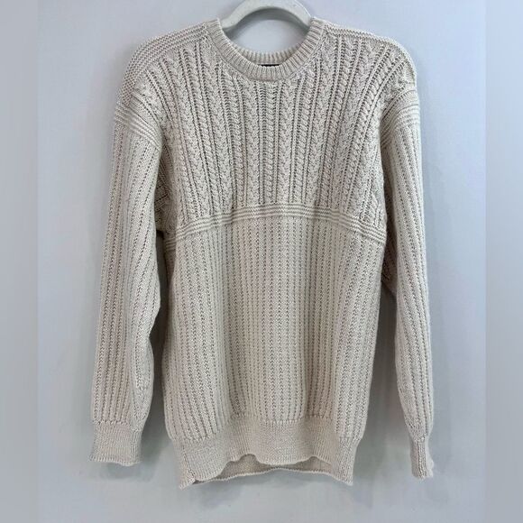 America’s Alpaca Ivory Fisherman’s Sweater 100% Alpaca Size Medium - Picture 1 of 7